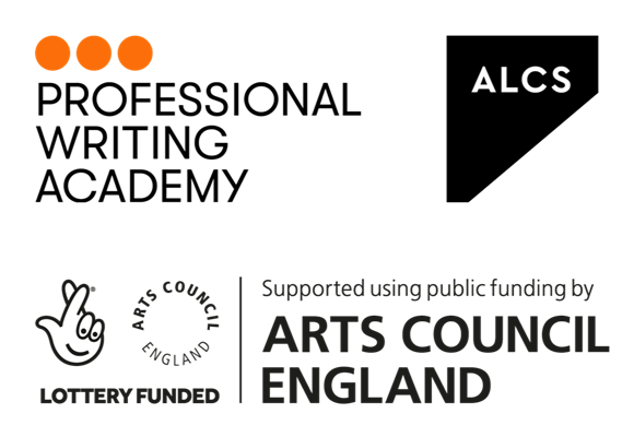 Prize sponsor logos - the Professional Writing Academy, ALCS and Arts Council England