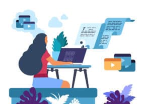 Illustration of author at work