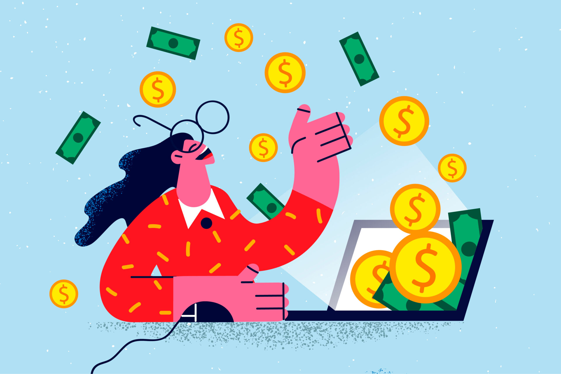 Happy businesswoman get dividend from successful investment