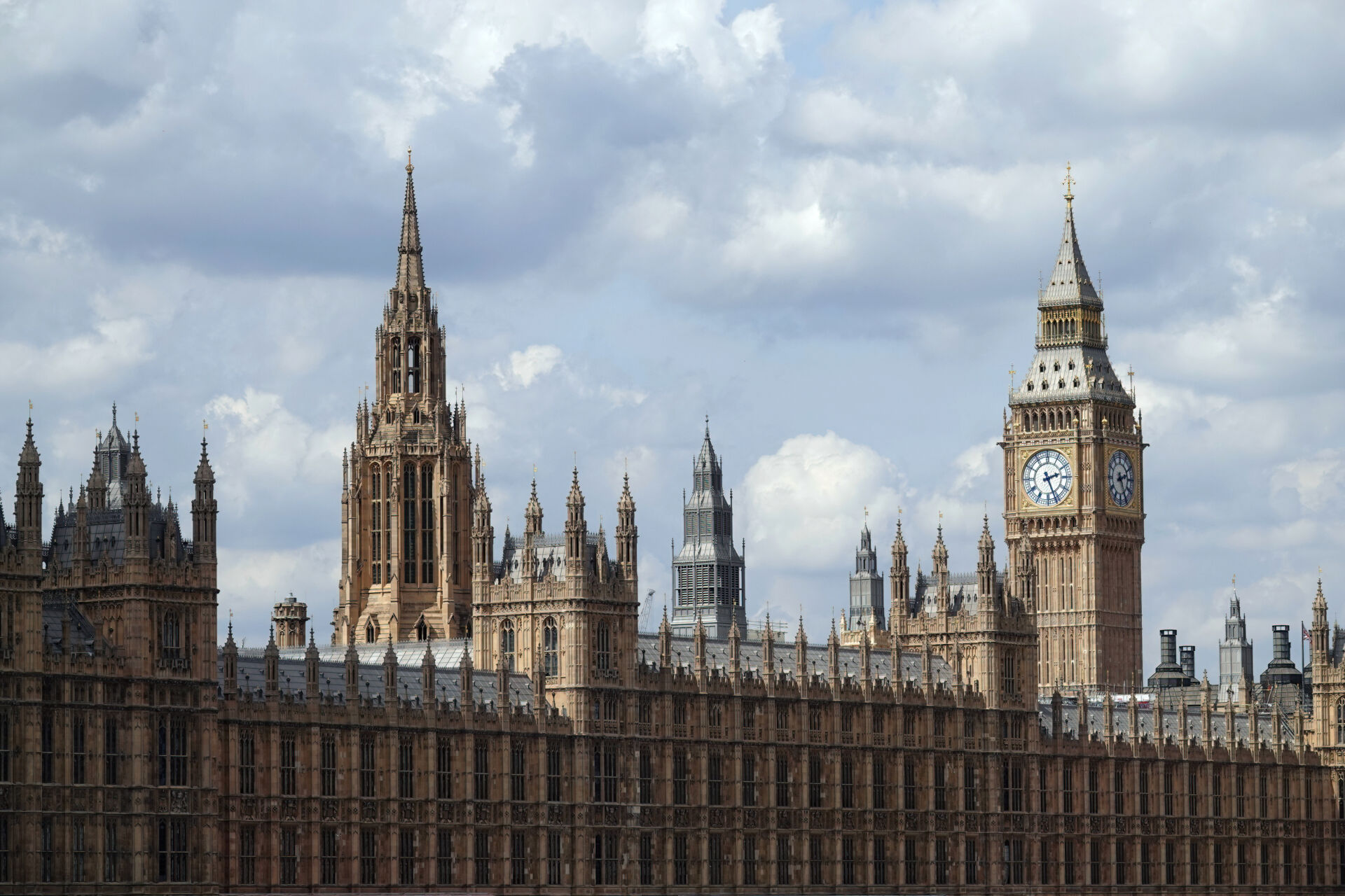A closeup of the Houses of Parliament, in central London