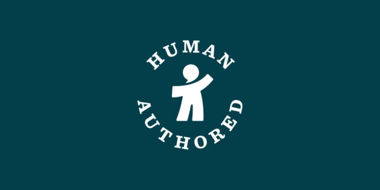 A logo which says Human Authored with a stylised image of a person