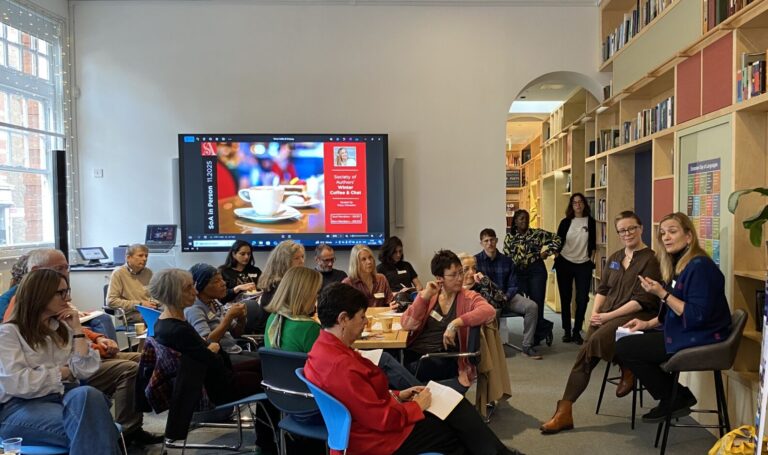Author Tracy Chevalier giving a talk in front of an audience